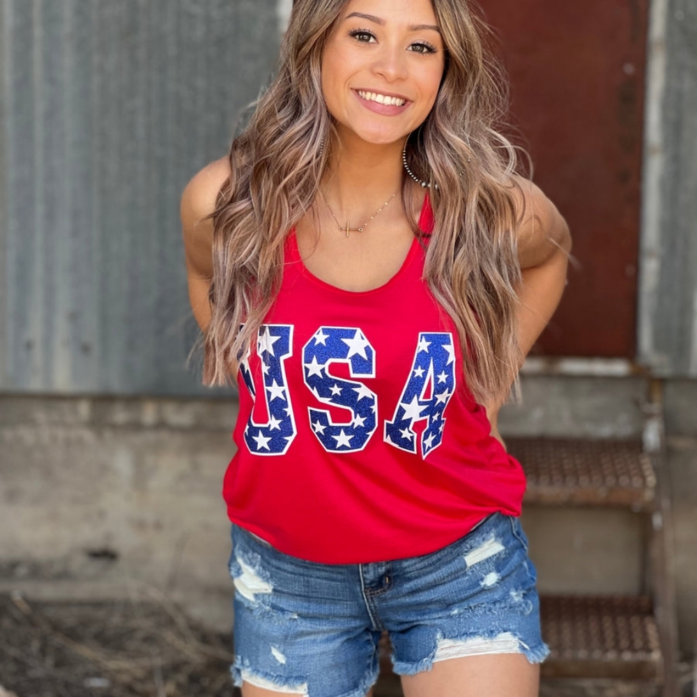 NWT Red USA Graphic Tank Top